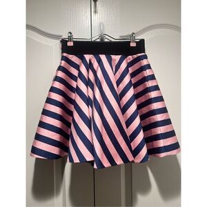 Navy Blue & Pink STRIPE SATIN FIT AND FLARE Mini Skirt size S